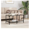 Image de Table basse avec dessus en verre noir 78,5x40x40 cm acier