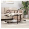 Image de Table basse avec dessus en verre noir 98,5x50x40 cm acier, table d'appoint, table de salon, table à thé, bout de 845981