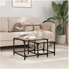 Image de Tables basses gigognes 2 pcs dessus en verre transparent acier, table gigogne, table gigogne moderne, table 845982
