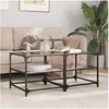 Image de Tables basses avec dessus en verre noir 2 pcs 50x50x45 cm acier, table d'appoint, table de salon, table à thé, bout 846009