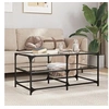 Image de Table basse avec dessus en verre transparent 98,5x50x45cm acier, table d'appoint, table de salon, table à thé, bout 846012