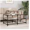 Image de Table basse avec dessus en verre noir 98,5x50x45 cm acier