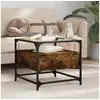 Image de Table basse avec dessus en verre chêne fumé 50x50x45 cm acier, table d'appoint, table de salon, table à thé, bout de 846051