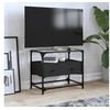 Image de Meuble TV et dessus en verre noir 60x35x51 cm bois d'ingénierie, support TV, armoire média, armoire hifi, unité TV, 846054