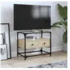 Image de Meuble TV avec dessus en verre chêne sonoma bois d'ingénierie, support TV, armoire média, armoire hifi, unité TV, 846055