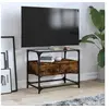 Image de Meuble TV avec dessus en verre chêne fumé bois d'ingénierie, support TV, armoire média, armoire hifi, unité TV, 846056