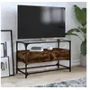 Image de Meuble TV avec dessus en verre chêne fumé bois d'ingénierie, support TV, armoire média, armoire hifi, unité TV, 846061