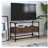 Image de Meuble TV avec dessus en verre chêne marron bois d'ingénierie, support TV, armoire média, armoire hifi, unité TV, 846063