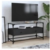 Image de Meuble TV et dessus en verre noir 80x35x51 cm bois d ingénierie