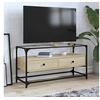 Image de Meuble TV avec dessus en verre chêne sonoma bois d'ingénierie, support TV, armoire média, armoire hifi, unité TV, 846065