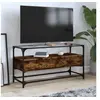 Image de Meuble TV avec dessus en verre chêne fumé bois d ingénierie
