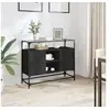 Image de Buffet avec dessus en verre noir 98x35x81 cm bois d ingénierie