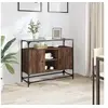 Image de Buffet avec dessus en verre chêne marron bois d'ingénierie, meuble de rangement, meuble de rangement de cuisine, 846073