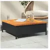 Image de Table de jardin noir 70x70x25 cm résine tressée et bois acacia