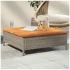 Image de Table de jardin gris 70x70x25 cm résine tressée et bois acacia