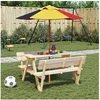 Image de Les Jardins - Parasol droit rond - Toile polyester - Mât bois - 120x120 cm - Multicolore