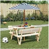Image de Vidaxl Parasol droit rond 120x120 cm - toile polyester mat bois Bleu