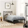 Image de Cadre de lit métal avec tête de lit noir 90x190 cm, lit simple, meuble de chambre à coucher, lit d'invité, lit, cadre 376120