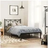 Image de Cadre de lit métal avec tête de lit noir 107x203 cm, lit simple, meuble de chambre à coucher, lit d'invité, lit, 376124