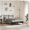 Image de Cadre de lit métal sans matelas avec tête de lit noir 120x190cm 376125