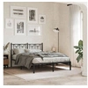 Image de Cadre de lit métal sans matelas avec tête de lit noir 135x190cm 376127