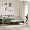 Image de Cadre de lit métal sans matelas avec tête de lit noir 140x190cm 376128