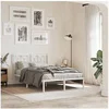Image de Cadre de lit métal sans matelas et tête de lit blanc 120x190 cm 376174