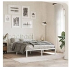 Image de Cadre de lit métal sans matelas et tête de lit blanc 140x190 cm 376177
