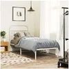 Image de Cadre de lit métal avec tête de lit blanc 75x190 cm, lit simple, meuble de chambre à coucher, lit d'invité, lit, 376639