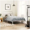 Image de Cadre de lit métal avec tête de lit blanc 107x203 cm, lit simple, meuble de chambre à coucher, lit d'invité, lit, 376645