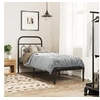 Image de Cadre de lit métal sans matelas avec tête de lit noir 75x190 cm 377107