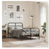 Image de Cadre de lit métal sans matelas avec pied de lit noir 120x190cm 377132