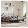 Image de Cadre de lit métal sans matelas avec pied de lit noir 135x190cm 377134