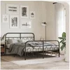 Image de Cadre de lit métal sans matelas avec pied de lit noir 140x190cm 377135