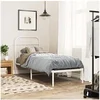 Image de Cadre de lit métal sans matelas avec tête de lit blanc 75x190cm 377156