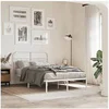 Image de Cadre de lit métal sans matelas et tête de lit blanc 120x190 cm 377163