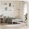 Image de Cadre de lit métal sans matelas et tête de lit blanc 120x200 cm 377164