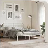 Image de Cadre de lit métal sans matelas et tête de lit blanc 135x190 cm 377165