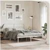 Image de Cadre de lit métal sans matelas et tête de lit blanc 140x190 cm 377166
