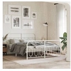 Image de Cadre de lit métal sans matelas et pied de lit blanc 140x190 cm 377184