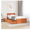 Image de Cadre de lit avec tiroirs cire marron 90x190 cm bois pin massif, meuble de chambre à coucher, sommier, lit en bois, 846806