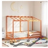 Image de Lit pour enfants et toit cire marron 80x200 cm bois massif pin, cadre de lit pour enfants, lit pour enfants en bois, 847005
