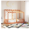 Image de Lit pour enfants et toit cire marron 75x190 cm bois massif pin, cadre de lit pour enfants, lit pour enfants en bois, 847011