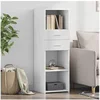 Image de Buffet haut blanc 40x42,5x124 cm bois d'ingénierie, buffet, placard, armoire latérale, armoire, armoire de rangement, 846159