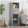 Image de Buffet haut gris béton 40x42,5x124 cm bois d'ingénierie, buffet, placard, armoire latérale, armoire, armoire de 846162