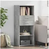 Image de Buffet haut gris béton 50x42,5x124 cm bois d'ingénierie, buffet, placard, armoire latérale, armoire, armoire de 846176