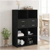 Image de Buffet haut noir 80x42,5x124 cm bois d'ingénierie, buffet, armoire de rangement, panneau latéral, armoire, armoire 3281386