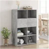 Image de Buffet haut gris béton 80x42,5x124 cm bois d'ingénierie, buffet, armoire de rangement, panneau latéral, armoire, 3281388