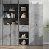Image de Buffet haut gris béton 45x42,5x185 cm bois d'ingénierie, buffet, placard, armoire latérale, armoire, armoire de 3281451