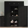 Image de Buffet haut noir 70x42,5x185 cm bois d'ingénierie, buffet, meuble de rangement, armoire haute, armoire, armoire 3281463